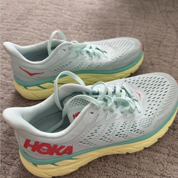 Hoka One One Women's Shoes - Light Blue and Yellow - Picture 3 of 10